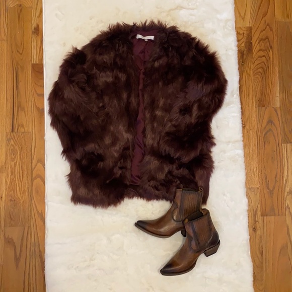 Lovers + Friends Deep Burgundy/Wine Faux Fur Jacket - Picture 5 of 13